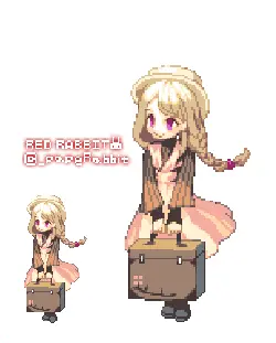 Red Rabbit - pixel art - High Resolution PNG