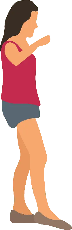 Woman in Red Top and Blue Shorts - red - High Resolution PNG