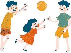Three children playing with a ball - happy - No Watermark PNG