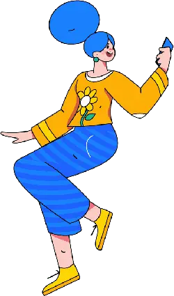 Blue-Haired Girl - yellow - High Resolution PNG