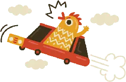 Flying Rooster in Car - humorous - High Resolution PNG