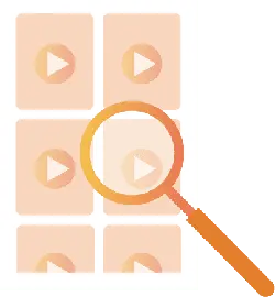 Video Player Icon - magnifying glass - PNG