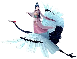 Fairy on Crane - mythology - High Resolution PNG