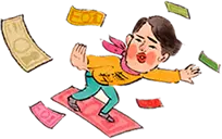 Boy Falling with Money - happiness - No Background PNG
