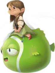 Girl on Fish - little girl - Lossless PNG