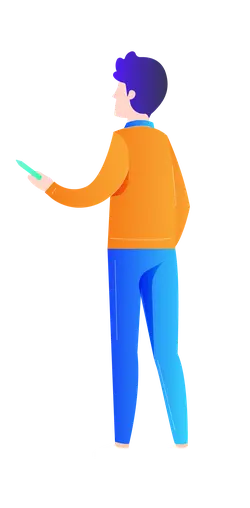 Cartoon Character in Orange Top and Blue Pants - orange - PNG
