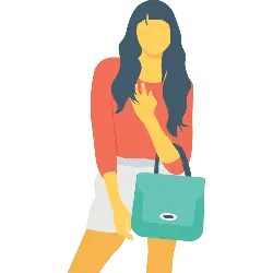 Girl in Red Top and White Skirt - long hair - Transparent Background PNG