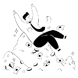 Man jumping on money - jumping - Transparent Background PNG