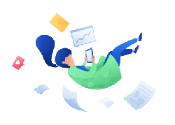 Girl floating on clouds - phone - High Resolution PNG