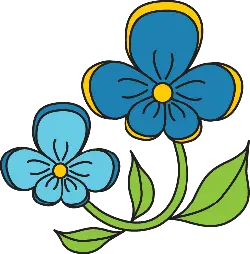 Blue Flowers - cartoon - No Background PNG