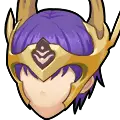 Purple-haired Female Hero - gold mask - Lossless PNG