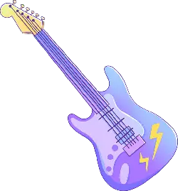 Colorful Electric Guitar - cartoon - Transparent Background PNG