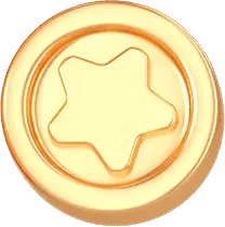 Star Button - gold - Transparent Layer PNG