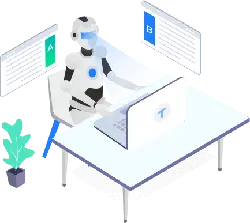 Robot Working - office - Transparent Background PNG