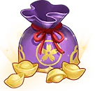 Purple Treasure Bag with Gold Coins - treasure - PNG
