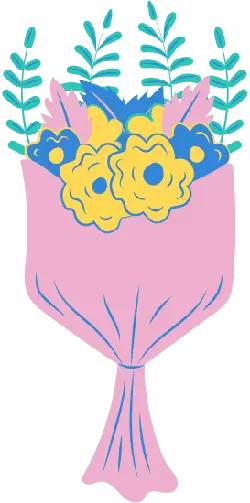 Bouquet - gift - blue - PNG