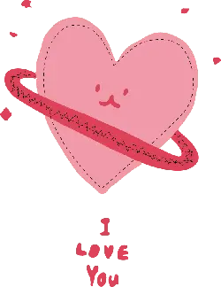 Heart with Expression - pink - Free PNG