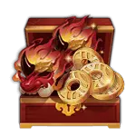 Treasure Chest with Gold Coins - flames - Transparent Layer PNG