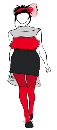 Red Hat Black Dress Girl - red - Free PNG