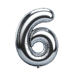 Silver Balloon Number 6 - holiday - Free PNG