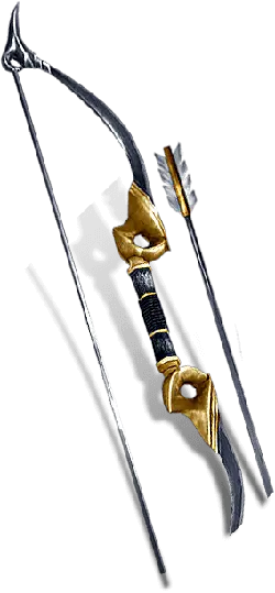 Gold Bow and Arrow - ancient - Lossless PNG