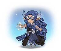 Blue-haired Fairy Girl - long hair - Lossless PNG
