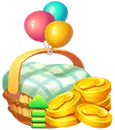 Basket with Balloons and Coins - holiday - PNG