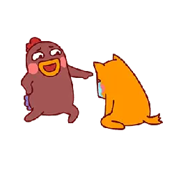 Chicken and Cat - humor - PNG