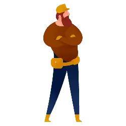 Worker with Hat - blue pants - No Background PNG
