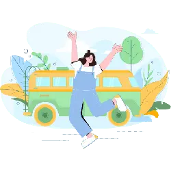 Happy Jumping Girl - grass - PNG