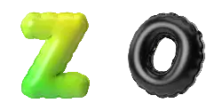 Inflated Letter Z and O - gradient - Transparent Layer PNG