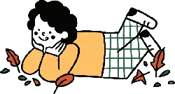 Cartoon Character Lying on the Ground - leaves - High Resolution PNG