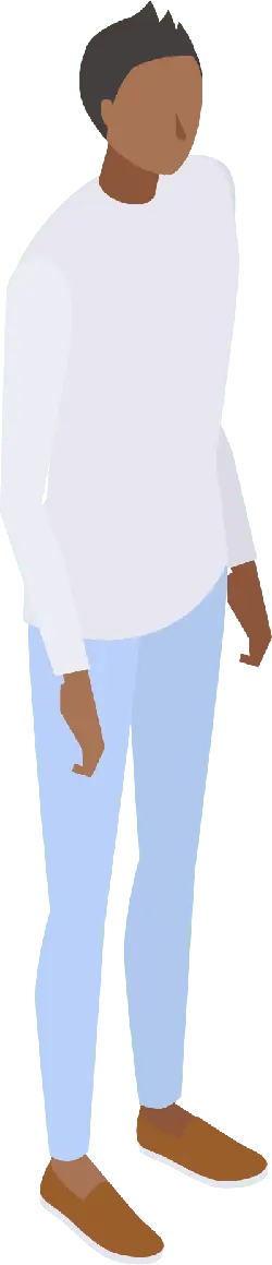Cartoon Character in White Shirt and Blue Pants - minimalist style - High Resolution PNG