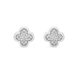 Clover Earrings - silver - No Background PNG