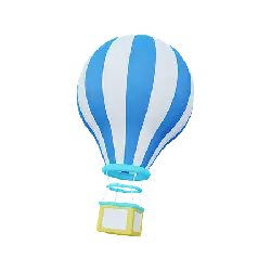 Blue and White Hot Air Balloon - flying vehicle - No Background PNG