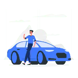 Man in Blue Shirt and Car - man - PNG Images