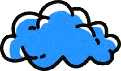 Cloud - blue - comic - No Background PNG