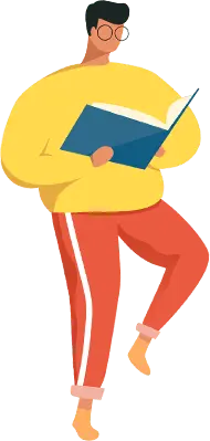 Man in yellow top and red pants - glasses - High Resolution PNG