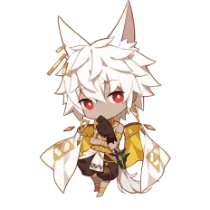 White Wolf Girl - red eyes - wolf ears - PNG Images