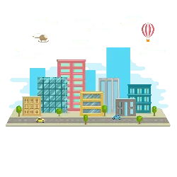 Cityscape - hot air balloon - High Resolution PNG
