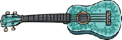 Blue Patterned Guitar - instrument - PNG