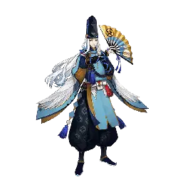 Blue Robe Fan Male - long hair - High Resolution PNG