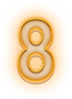 Number 8 - neon light - number - Transparent Layer PNG
