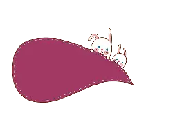 Rabbit and Leaf - pink - Transparent Background PNG