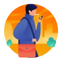 Man in Blue Coat - phone - Transparent Background PNG