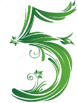 Number 5 - green - PNG