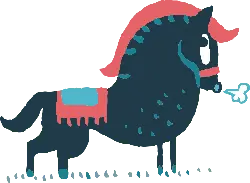 Blue Horse - cartoon - PNG