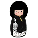 Black-haired Girl with Dove - minimalism - Free PNG