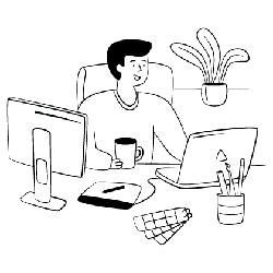 Office Scene - stationery - plant - No Background PNG