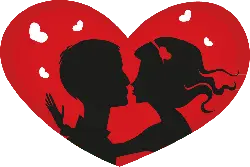 Couple Silhouette Kissing - heart shape - PNG Images